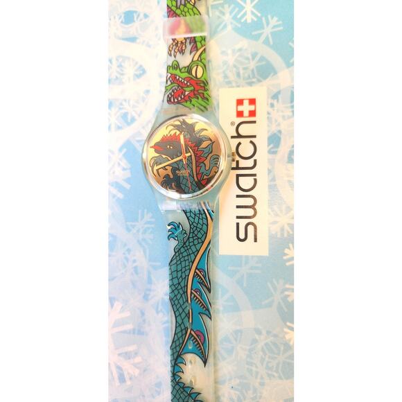 Swatch watch GREEN DRAGON GG135 1995 Standard Gents New Old Stock - Picture 4 of 9